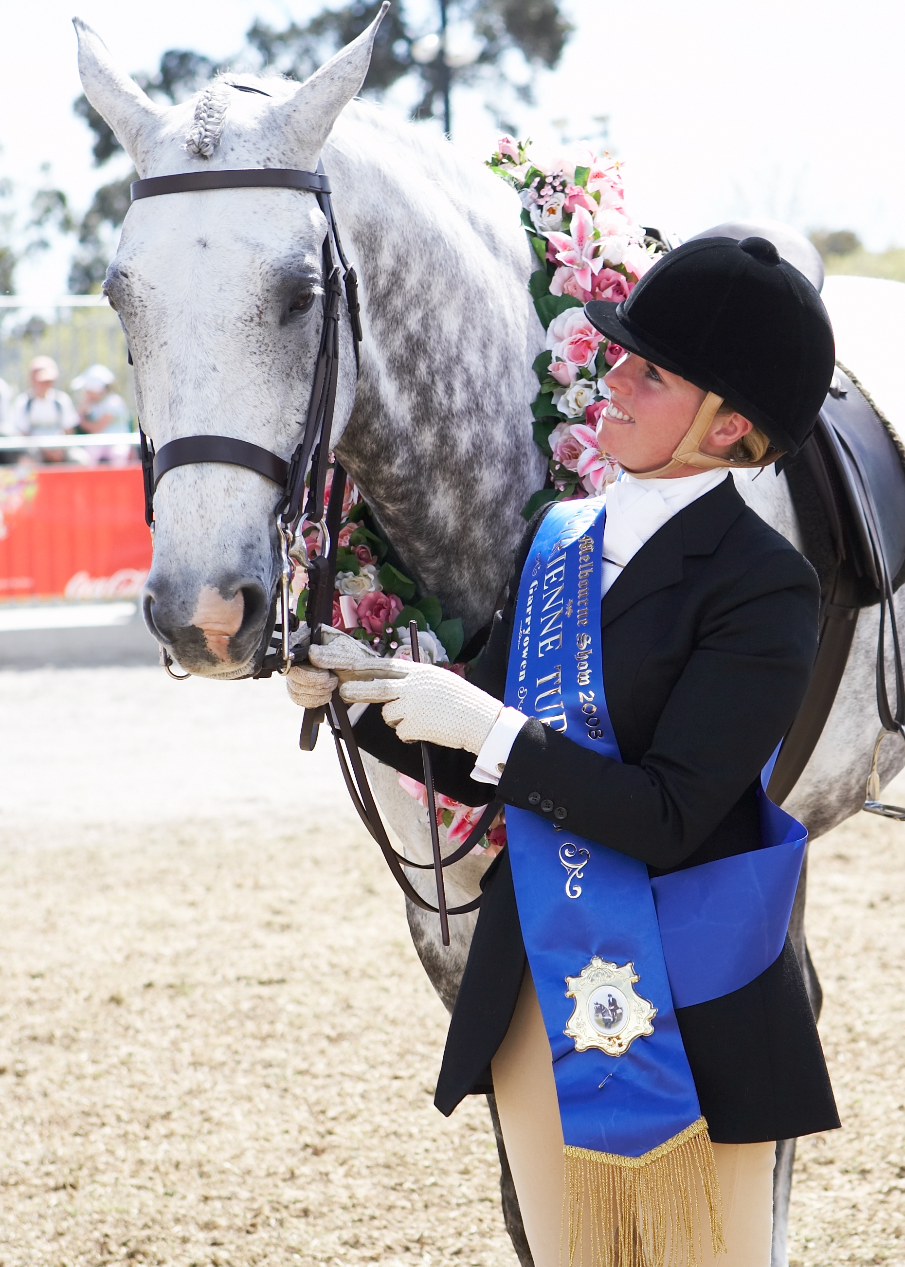 Shae Hanger with Warwind after winning the 2008 Garryowen Equestrienne Turnout.