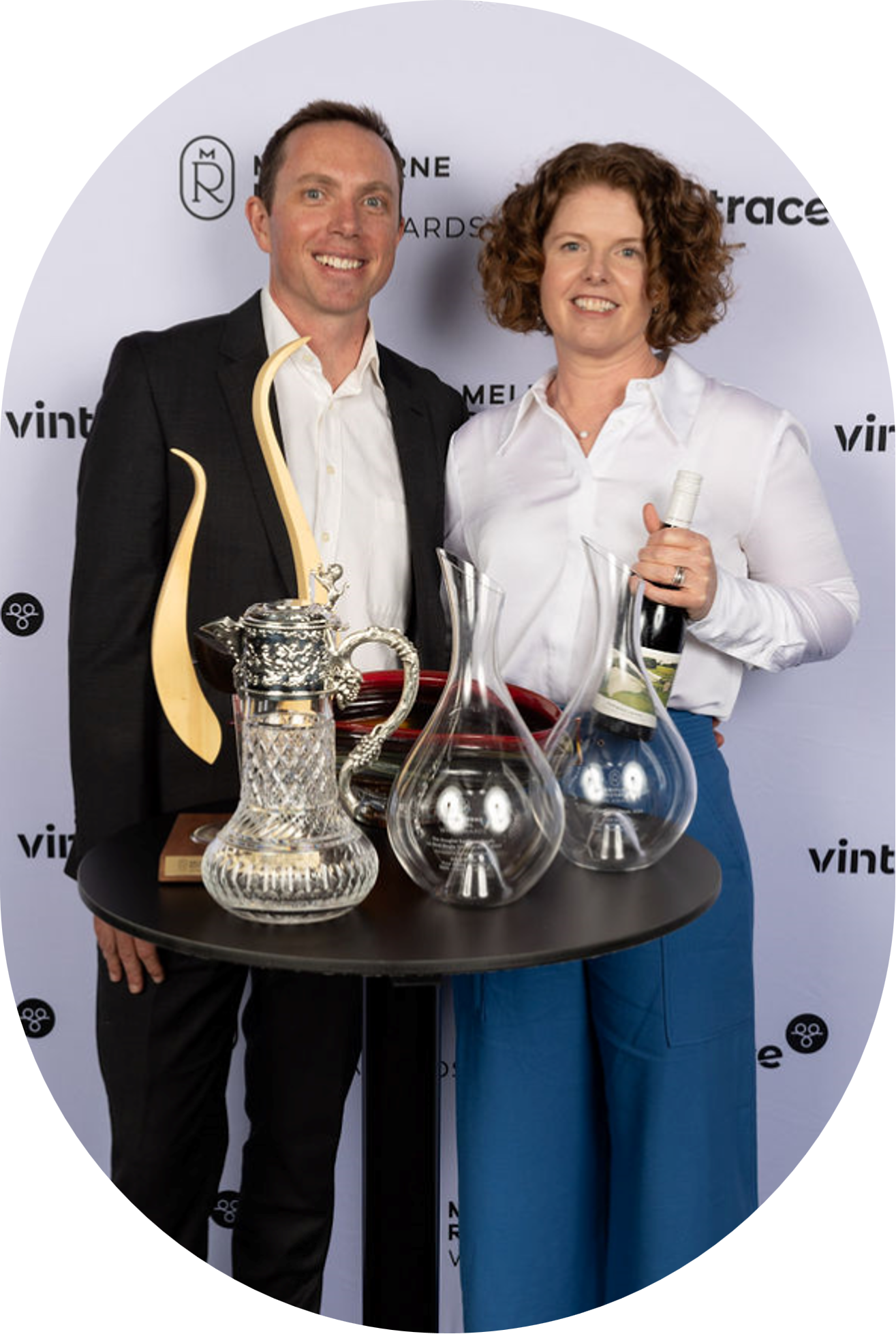 Pictured: Sarah & John Collingwood with their trophy wins