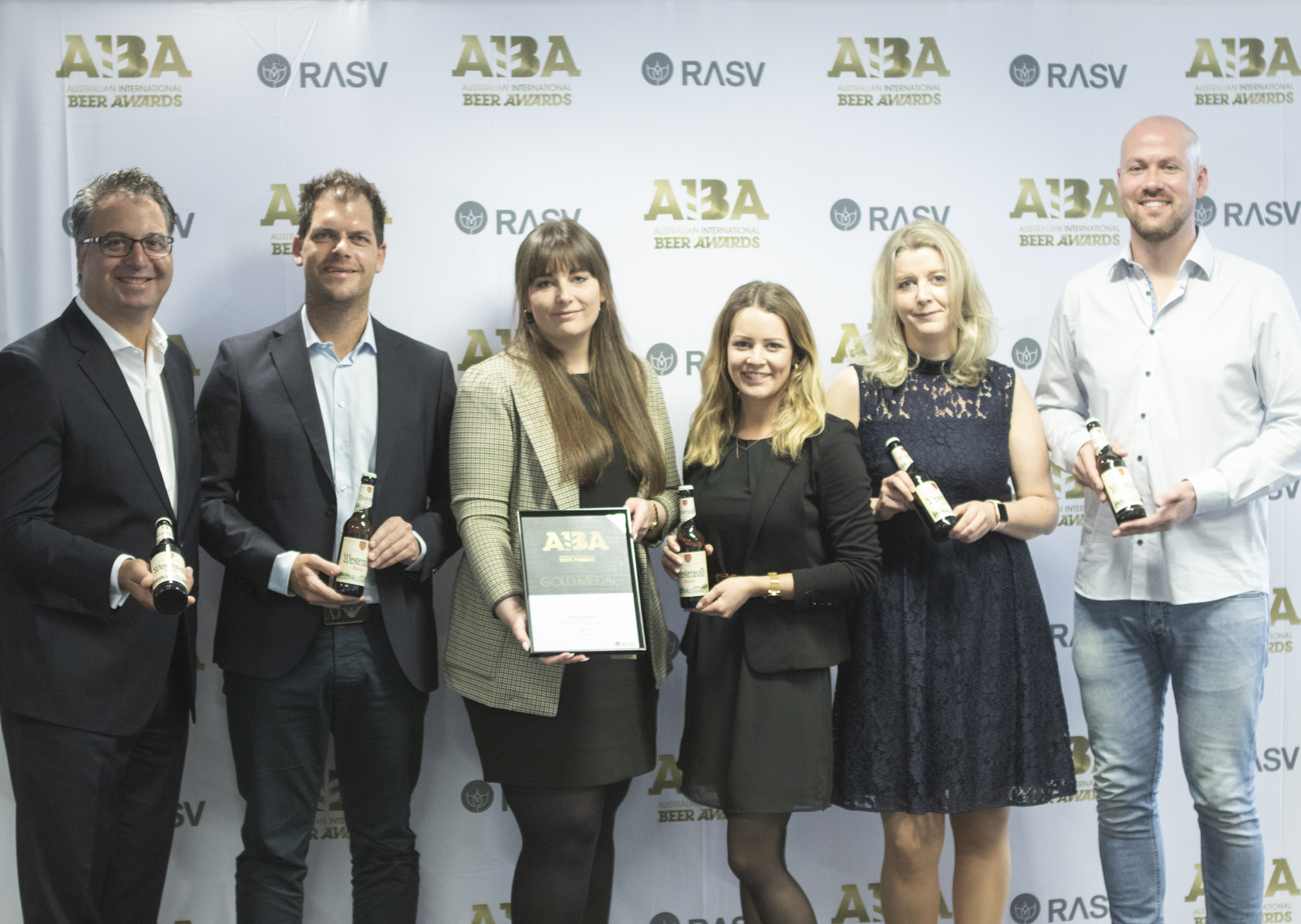 From left: Paul Guerra, CEO, The Royal Agricultural Society of Victoria; Jens Geimer, CEO, Westerwald-Brewery; Sarah Schorge, Head of Export, Westerwald-Brewery, Julika Mueller, Marketing Manager, Westerwald-Brewery; and prize winners Bianca Hof AND Paul Morton.